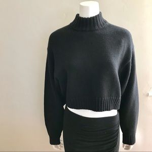 Wilfred Free Cropped Knit Sweater Black Medium